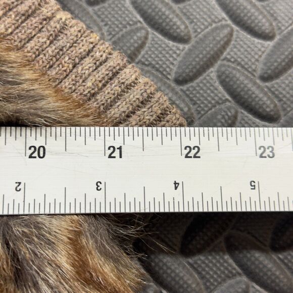 Green Tea Sweater Vest Womens 2XL Taupe Faux Fur Trim Lined Hooded Hand Pockets - Picture 9 of 9